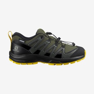 Kids' Salomon XA PRO V8 CLIMASALOMON™ WATERPROOF Trail Running Shoes Olive | UAE2022PJJ