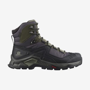 Men's Salomon QUEST ELEMENT GORE-TEX Hiking Shoes Black / Olive | UAE3549AHK