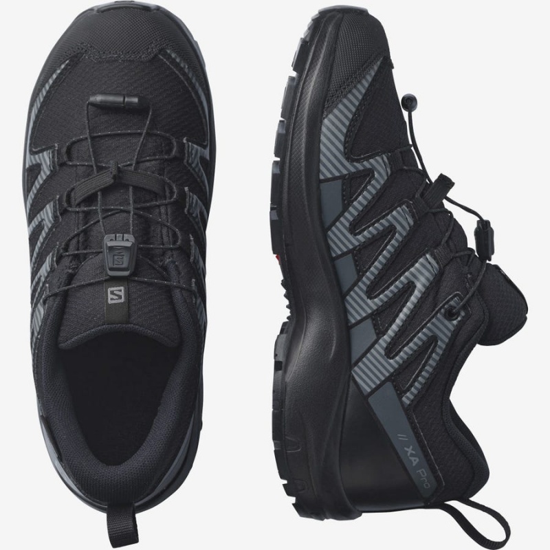 Kids' Salomon XA PRO V8 CLIMASALOMON™ WATERPROOF Trail Running Shoes Black | UAE2023AHK