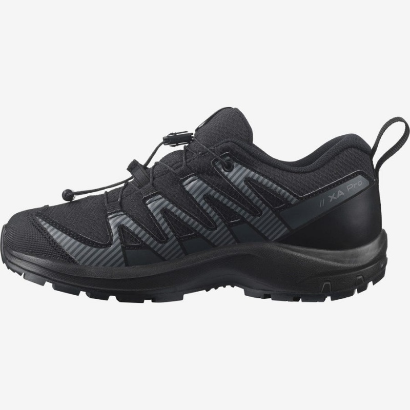 Kids' Salomon XA PRO V8 CLIMASALOMON™ WATERPROOF Trail Running Shoes Black | UAE2023AHK