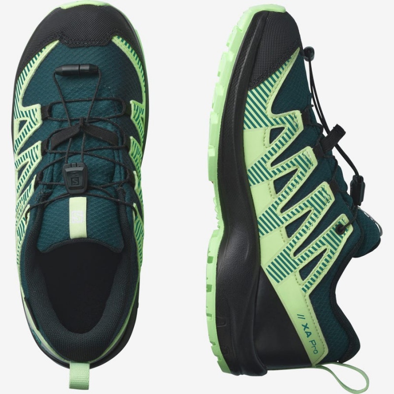 Kids' Salomon XA PRO V8 CLIMASALOMON™ WATERPROOF Trail Running Shoes Green | UAE2021OKI