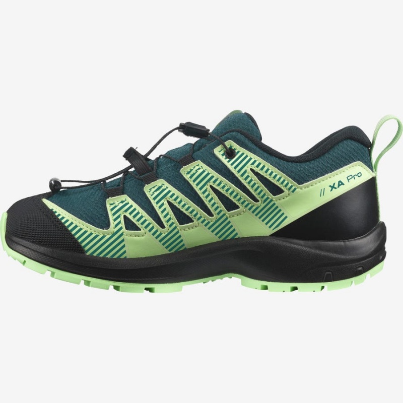 Kids' Salomon XA PRO V8 CLIMASALOMON™ WATERPROOF Trail Running Shoes Green | UAE2021OKI